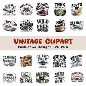 Vintage T-Shirt Svg Design Bundle, Retro Vintage Design Bundle, Retro T-shirt Design Bundle, Vintage Art Svg & Png, Vintage Clipart.