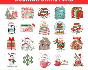 Christmas Bookish Svg Clipart, Christmas Book Lover Clipart, Bookish Christmas Bundle, Bookish Gifts, Bookish Christmas Gift, Christmas Png.