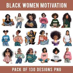 Black Woman Clipart, Black girl Clipart Bundle, Motivational Quotes PNG, African American Women png, Boss Lady Art, Women Empowerment png.