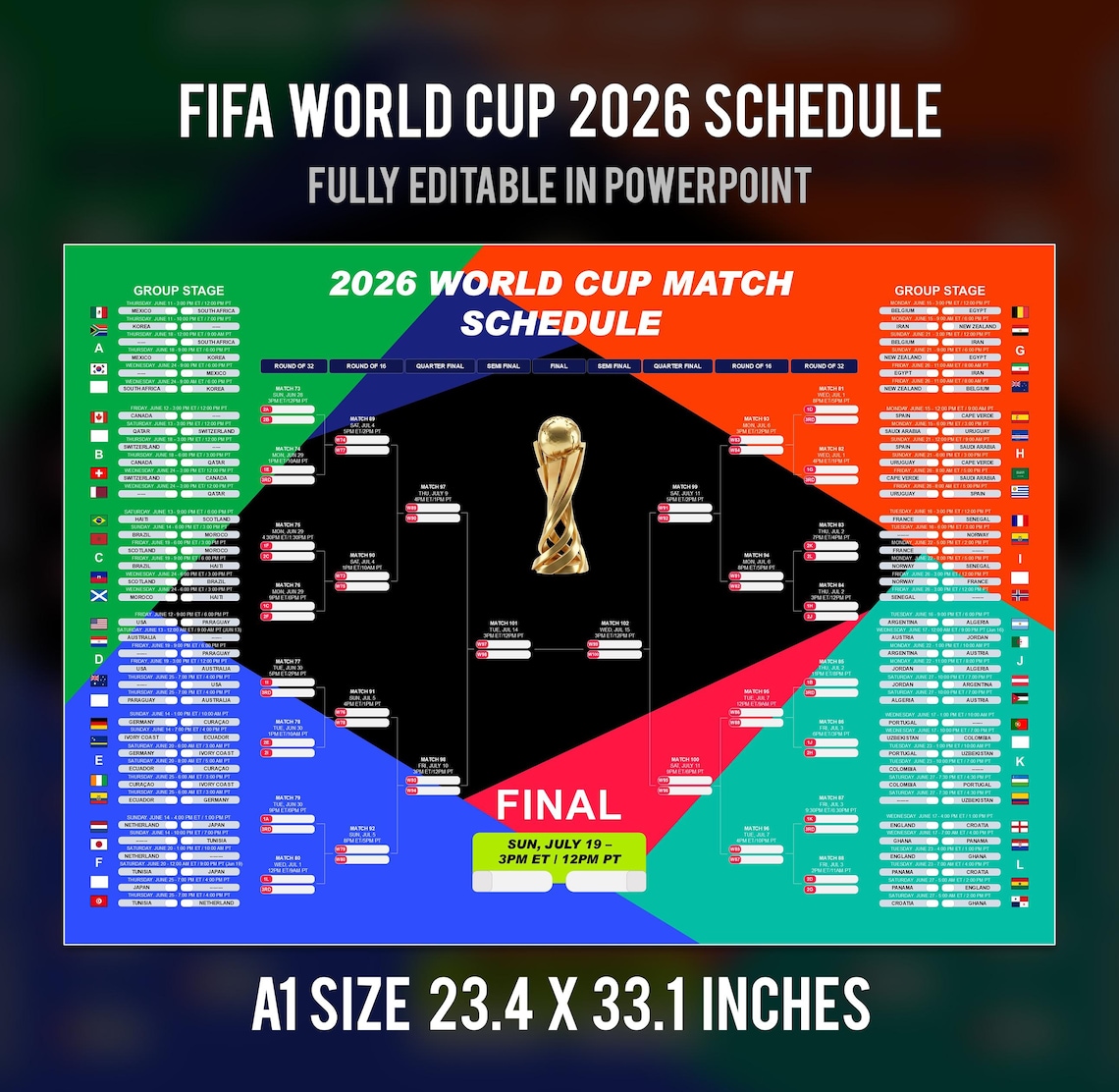 Gráfico mural de la Copa Mundial de la FIFA 2026, descarga digital ...