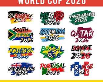 World Cup 2026 National Teams PNG Bundle, International Soccer Country Designs, Football Nations Clipart Designs, USA Canada Mexico.