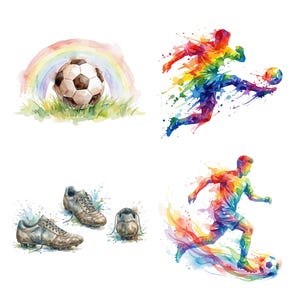 Watercolor Football Clipart, Fifa 2026 Watercolor Design Bundle, Soccer Ball Clipart, Sports Clipart Set, Watercolor Soccer Elements.
