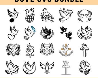 Colombe Svg Bundle Designs, Pigeon Svg Bundle, Colombe Clipart Designs, Colombe coeur Svg Designs, Oiseaux Clipart Designs, Téléchargement numérique