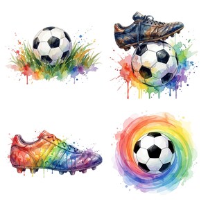 Watercolor Football Clipart, Fifa 2026 Watercolor Design Bundle, Soccer Ball Clipart, Sports Clipart Set, Watercolor Soccer Elements.