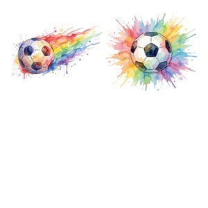 Watercolor Football Clipart, Fifa 2026 Watercolor Design Bundle, Soccer Ball Clipart, Sports Clipart Set, Watercolor Soccer Elements.