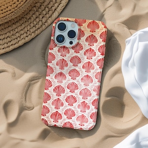 Red Seashell Phone Case: MagSafe Option, Vintage Shells Summer Boho Cover iPhone, Samsung, Google Pixel