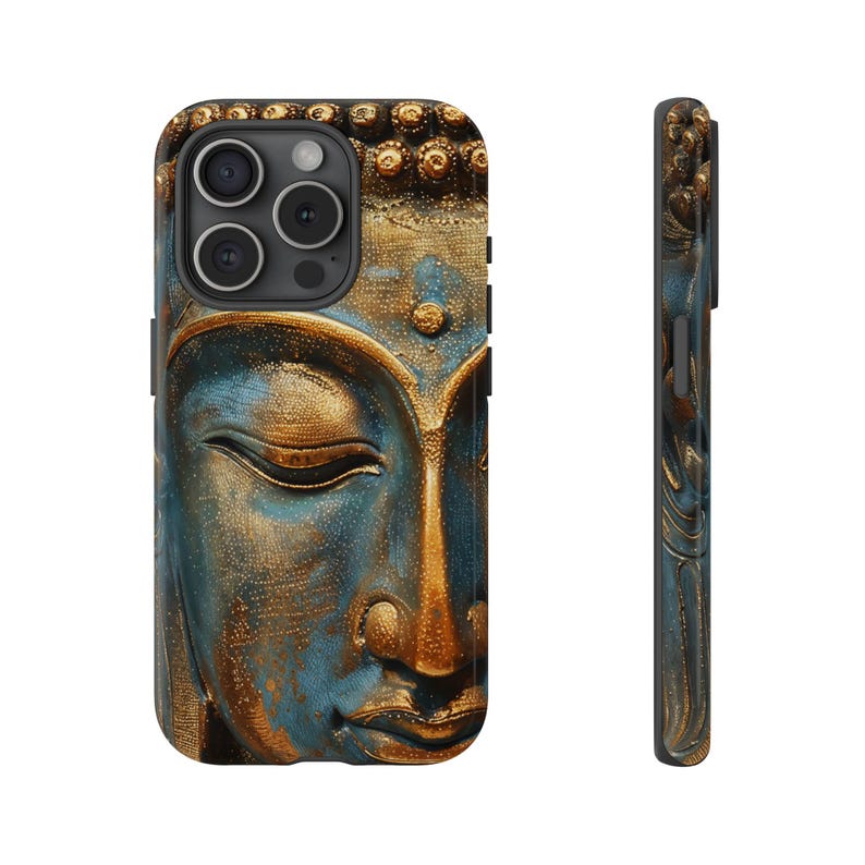 Gilded Buddha Face Phone Case: Magsafe Option Spiritual Art Cover Zen Meditation Peace Loving Case iPhone Samsung Google Pixel image 11