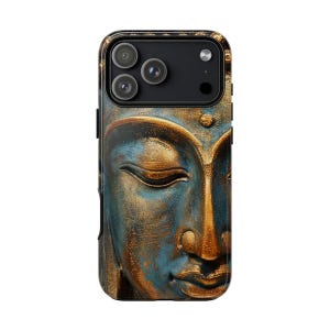 Gilded Buddha Face Phone Case: Magsafe Option Spiritual Art Cover Zen Meditation Peace Loving Case iPhone Samsung Google Pixel Tough Case