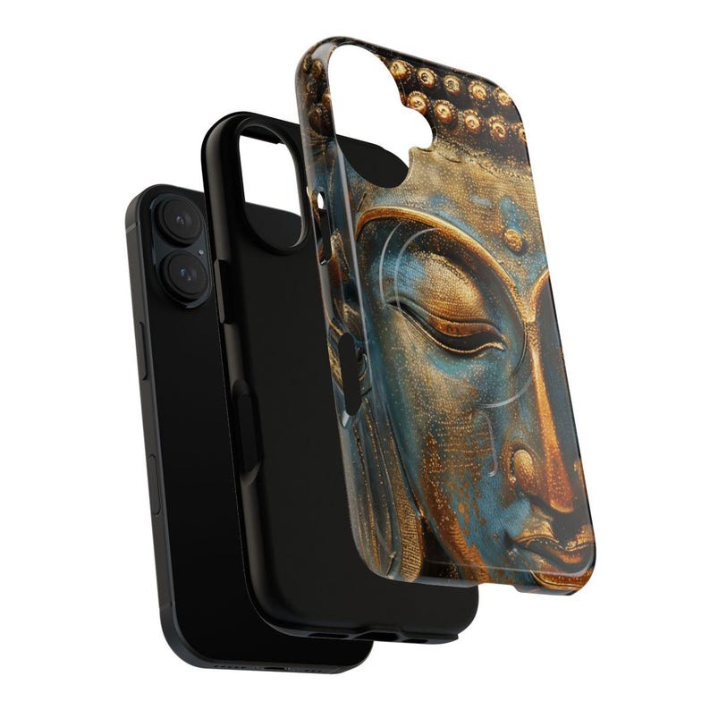 Gilded Buddha Face Phone Case: Magsafe Option Spiritual Art Cover Zen Meditation Peace Loving Case iPhone Samsung Google Pixel Magsafe Tough Case