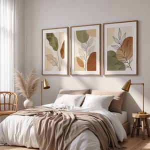 Juego de 3 impresiones de arte de pared bohemio: impresiones de hojas botánicas neutras, decoración bohemio minimalista, descarga digital instantánea imagen 13