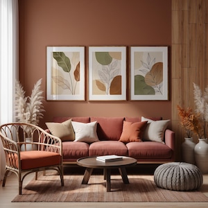 Juego de 3 impresiones de arte de pared bohemio: impresiones de hojas botánicas neutras, decoración bohemio minimalista, descarga digital instantánea imagen 8