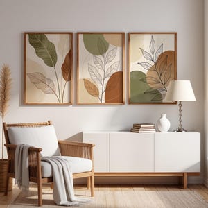 Juego de 3 impresiones de arte de pared bohemio: impresiones de hojas botánicas neutras, decoración bohemio minimalista, descarga digital instantánea imagen 7
