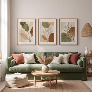 Juego de 3 impresiones de arte de pared bohemio: impresiones de hojas botánicas neutras, decoración bohemio minimalista, descarga digital instantánea imagen 15