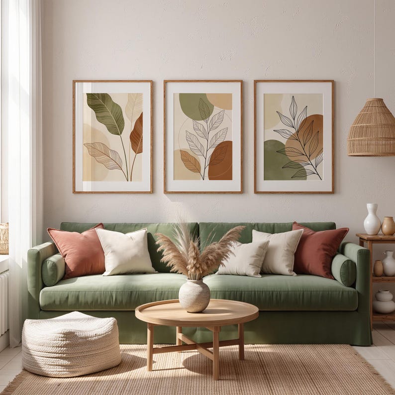 Juego de 3 impresiones de arte de pared bohemio: impresiones de hojas botánicas neutras, decoración bohemio minimalista, descarga digital instantánea imagen 15