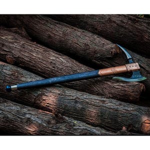 Hand-Forged Viking War Hammer Axe: Carbon Steel Head, Custom Wood Handle