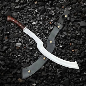 Handmade Egyptian Khopesh Sickle Sword: High-Carbon Steel Blade, Leather Sheath