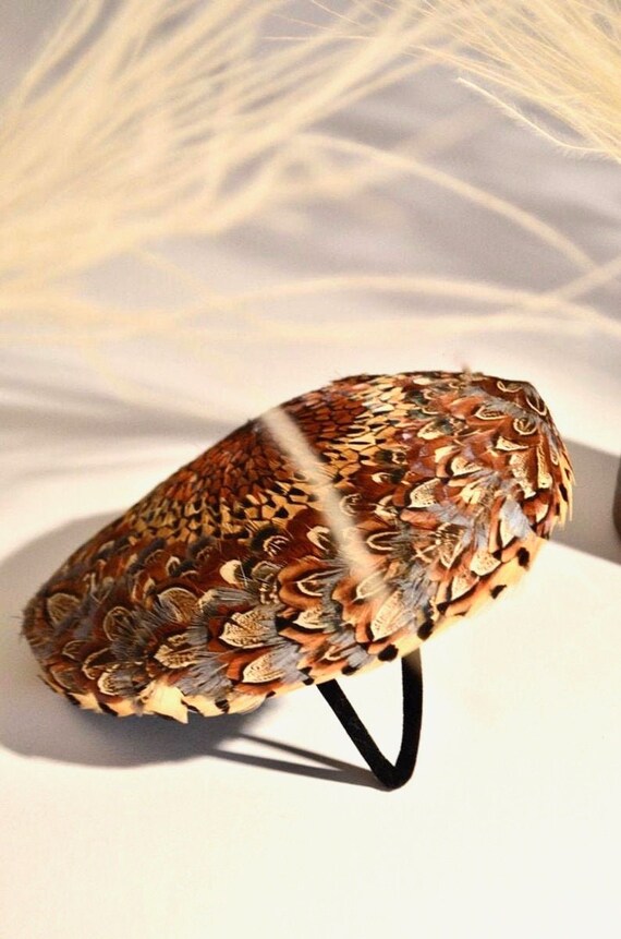 RARE vintage 40s FEATHER fascinator