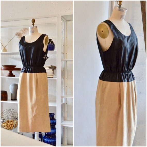 Vintage 70s SUEDE & nylon dress