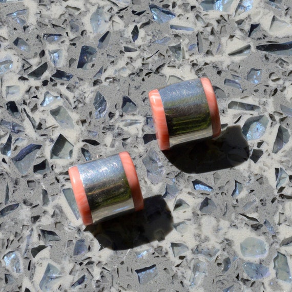 Vintage Sterling SILVER and blush resin square-but
