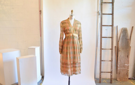 Vintage 60's MALCOM STARR chiffon floral dress / S