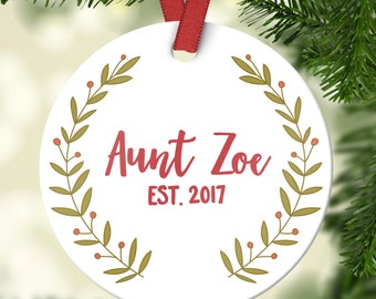 Aunt Pregnancy Announcement Ornament New Aunt Gift Christmas Gift for Sister Aunt Pregnancy Reveal Personalized Christmas Ornament Year 7089