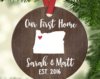 Hostess Gift Housewarming Gift New Home Gift Custom New Home Ornament First Christmas Ornament Married Custom State Ornament State 7124