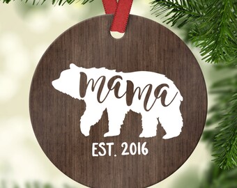 Mom Ornament New Mom Gift Baby Shower Gift for Mom Personalized Christmas Ornaments Christmas Gifts for Mom Mama Bear Ornament Cute 7138