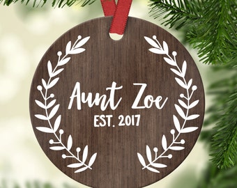Aunt Pregnancy Announcement New Aunt Gift Christmas Gift for Sister Aunt Pregnancy Reveal Personalized Christmas Tree Ornaments Custom 7090