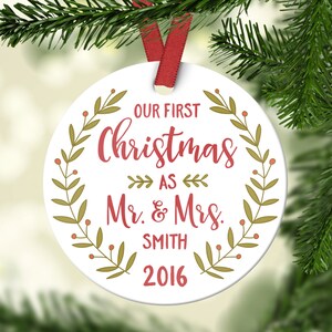 First Christmas Ornament Married Personalized Wedding Gifts For Couple Wedding Ornaments Holiday Decorations 7176