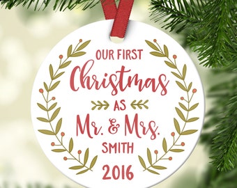 First Christmas Ornament Married Personalized Wedding Gifts For Couple Wedding Ornaments Holiday Decorations 7176