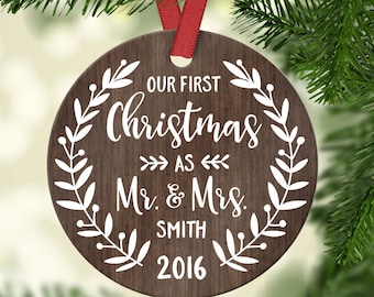 First Christmas Ornament Married Wedding Ornament Wedding Gift for Couple Christmas Ornaments Personalized 7200