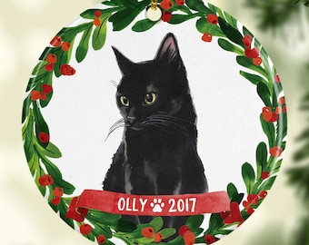 Personalized Ornament Black Cat Ornament Pet Gift Cat Lover Gift Black Cat Christmas Ornament 7047