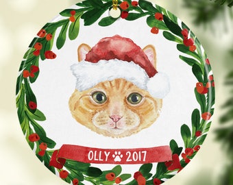 Pet Gift Cat Ornament Cat Christmas Ornament Orange Tabby Cat Ornament Orange Tabby Cat Christmas Ornament Cat Lover Gift Tabby Green 7178