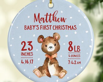 Babys First Christmas Ornament Boy Christmas Ornament Babys First Christmas Ornament Personalized Baby Ornament Baby Boy Ornament Stats 7023