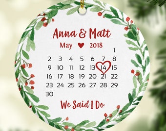 First Christmas Ornament Married Personalized Wedding Gift for Couple Wedding Ornament Bridal Shower Gift 7175