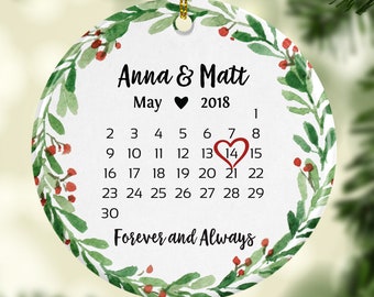 Wedding Gift for Couple Wedding Ornament Personalized Bridal Shower Gift Christmas Ornament 7212