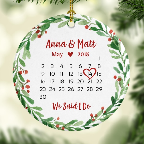 First Christmas Ornament Married Personalized Wedding Gift for Couple Wedding Ornament Bridal Shower Gift 7175