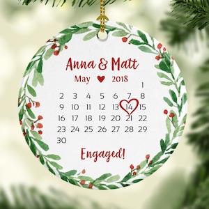 Engagement Gift for Couple Personalized Engagement Ornament Calendar Cute 7168 image 1