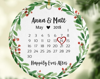 Personalized Wedding Gift for Couple First Christmas Ornament Married Wedding Shower Gift Holiday Decorations Personalized Ornament 7173