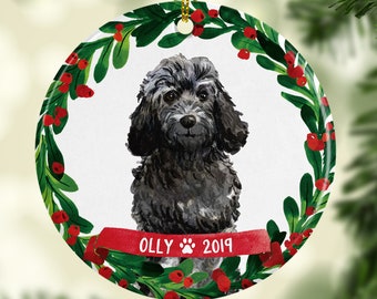 Black Cockapoo Ornament for Dog Christmas Ornament Personalized 70010