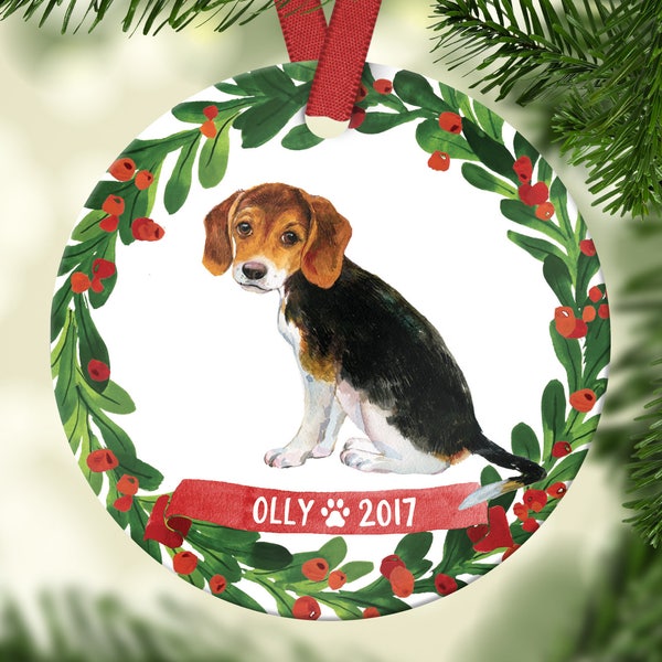 Beagle Ornament Pet Gift Dog Ornament Personalized Beagle Christmas Ornament Dog Christmas Ornament Beagle Christmas Ornament Puppy Fun 7045