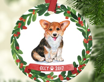 Corgi Ornament Pet Gift Corgi Christmas Ornament Corgi Dog Ornament Dog Christmas Ornament Personalized Custom Corgi Ornament Red 7068