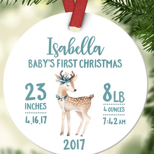Babys First Christmas Ornament Personalized New Baby Gift Girl Etsy