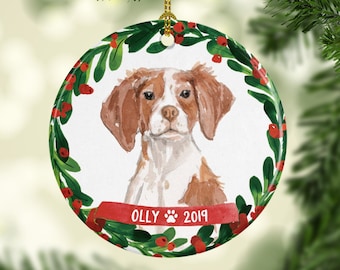 Brittany Ornament Personalized Brittany Christmas Ornament Pet Gift Dog Christmas Ornament Brittany Christmas Ornament Dog Ornament 7984