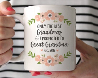 Great Grandma Pregnancy Announcement Great Grandma Gift Pregnancy Reveal to Great Grandma Mug Great Grandma Birthday Gift Custom Peach 1534A