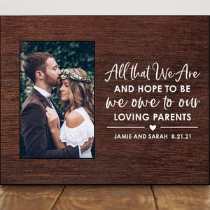 Wedding Gift for Parents from Bride and Groom Parents Wedding Gift Wedding Frame for Parents Wedding Thank You Gift for Parent 8752