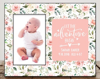 New Baby Girl Gift Personalized Nursery Picture Frame New Baby Picture Frame 8519