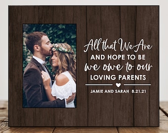 Personalized Parent Wedding Gift for Parents from Bride and Groom Picture Frame Custom 8751