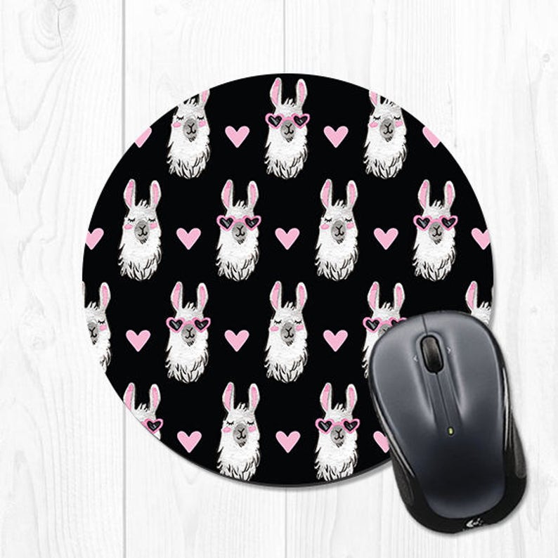 Llama Mouse Pad Coworker Gift Llama Mousepad Llama Gifts Pink Etsy