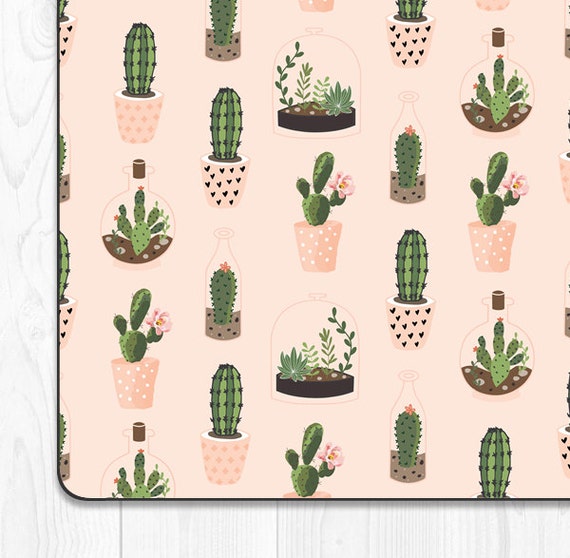 Cute Mouse Pad Succulent Mousepad Cactus Office Supplies Pink Desk Accessories Cubicle Decor Pastel Fun